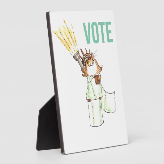 Stemming! Plaque tabletop met Easel Fotoplaat (Zijkant)