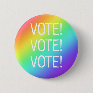 Stemming! RegenboogButton Ronde Button 5,7 Cm