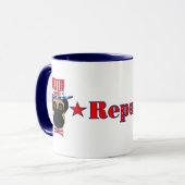 Stemming: regPUGlican Funny Pug in rood wit blauw  Mok (Voorkant links)