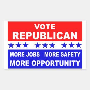 Stemming: Republican More Jobs, Safety, and Oppert Rechthoekige Sticker