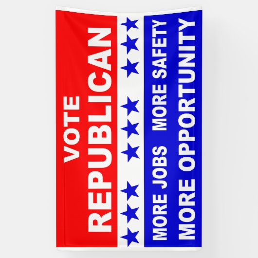 Stemming republikein meer banen, veiligheid en kan spandoek (Verticaal)