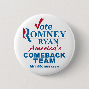 Stemming: Romney Ryan Ronde Button 5,7 Cm
