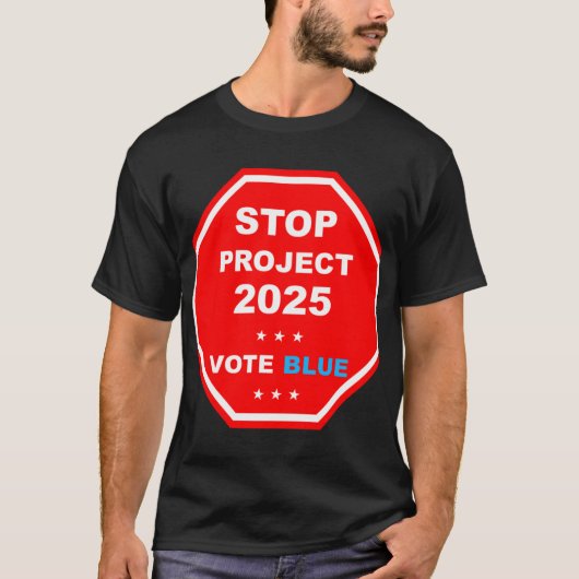 Stemming Save Democracy Stop Project 2025 T-shirt (Voorkant)