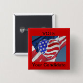 Stemming: uw kandidaat — Button van de verkiezings (Voorkant /achterkant)