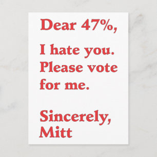 Stemming voor Barack Obama Mitt Romney haat jullie Briefkaart