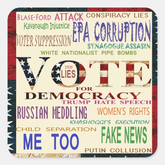 Stemming voor democratie vierkante sticker (Voorkant)