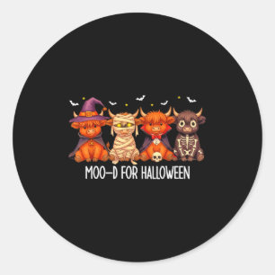 Stemming voor Halloween Boo Geest Hoogland Koe Hal Ronde Sticker