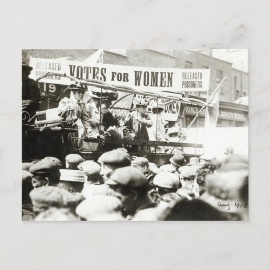 Stemming voor vrouwen, augustus 1908 briefkaart (Voorkant)