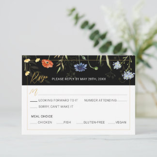 Stemming Wilde Bloem Boho Botanische Reactie RSVP Kaart
