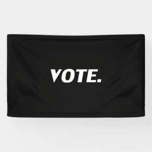 "Stemming" witte letters, zwarte achtergrond Spandoek