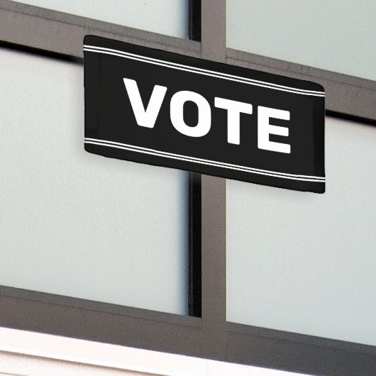 Stemming: zwart-wittekst spandoek (Buitenkant Gebouw)