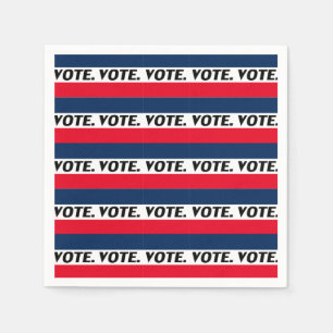 "Stemming" zwarte letters, rood blauw witboek Servet