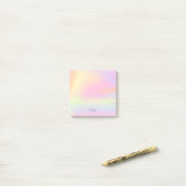 Stempel astel esthetisch roze regenboog, 3x3 gekle post-it® notes (Op bureau)