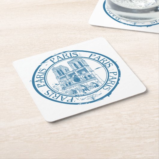 Stempel bij annulering verzenddatum Parijs Vierkante Kartonnen Onderzetter (Schuin)