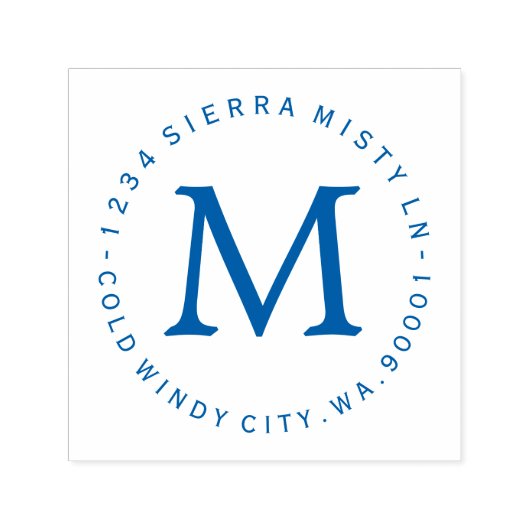 Stempel blauw stempel monogram retournering (Design)