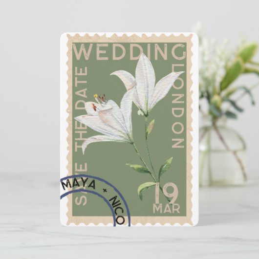 stempel bruiloft uitnodiging (Staand voorkant)