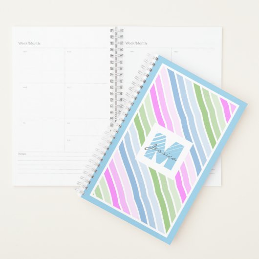 Stempel gestript modern monogram planner (Display)