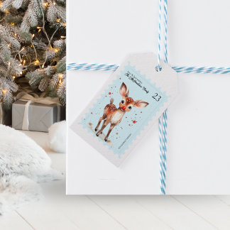 Stempel Kitsch Rendier Retro Naam Kerst Cadeaulabel