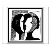 Stempel met rubberontwerp van paar gezicht (Afrduk)