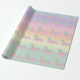 Stempel regenbooglitter Unicorn Wrapppapier Cadeaupapier