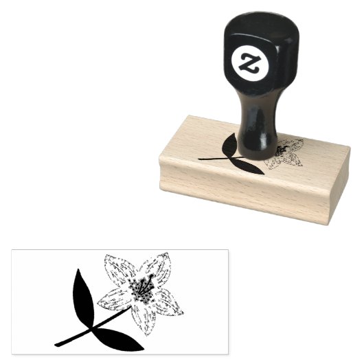 Stempel roze bloem met verlof (Gestempeld)