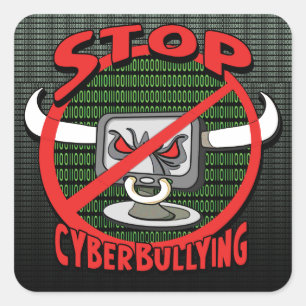 Stempel uit Stop Cyberpesten Vierkante Sticker