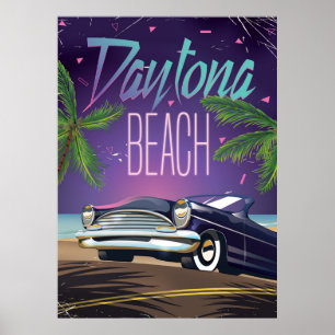 Stempel van Daytona Beach Vintage Car Travel Poster