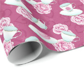 Stempel van theekoppen en van bloemen cadeaupapier (Rol Hoek)