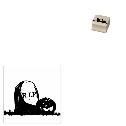 Stempel voor illustratie van grafsteen en pompoen (Gestempeld)