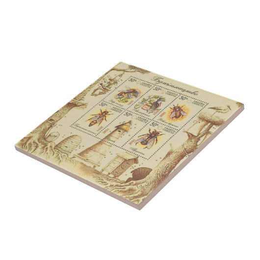 Stempelblad voor de Oekraïense bijenteelt Tegeltje (Zijkant)