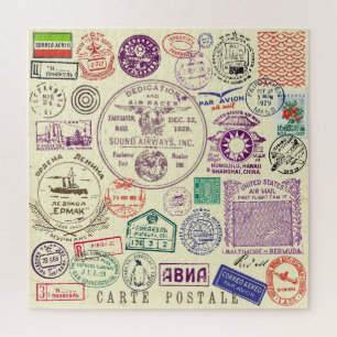 stempels, decoratieve documentenset. legpuzzel