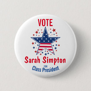 stemrecht poster klas president studentenraad ronde button 5,7 cm