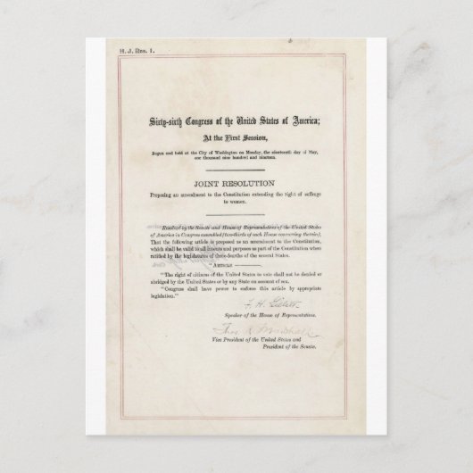 Stemrecht van de vrouw- 19e wijziging briefkaart (Voorkant)