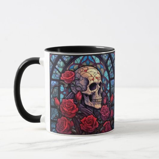 Stems and Stones Skull and Rozen Koffie Mok (Links)