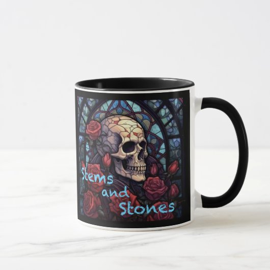 Stems and Stones Skull and Rozen Koffie Mok (Rechts)