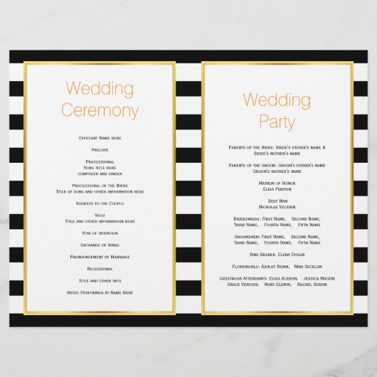 Stemstelletje en strepen Halloween trouwprogramma (Achterkant)