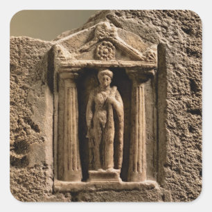 Stemstelstel voor marmer en zandsteen met vrouw fi vierkante sticker