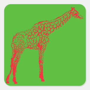 Stencil Giraffe omtrek inpakpapier Vierkante Sticker