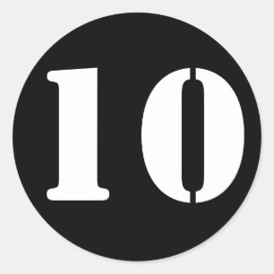 Stencil Numbers van Janz Number 10 Ten Black Ronde Sticker