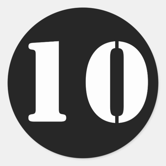 Stencil Numbers van Janz Number 10 Ten Black Ronde Sticker (Voorkant)