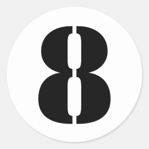Stencil Nummers per Janz Nummer 8 Eight White Ronde Sticker