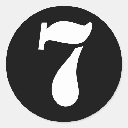 Stencil Nummers volgens Janz Number 7 Seven Black Ronde Sticker (Voorkant)