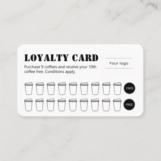 Stencil Typography Coffee Loyalty Card (Voorkant)