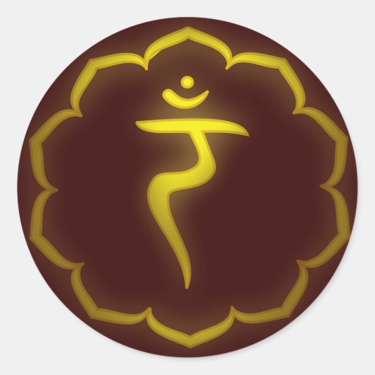 "Stenciled" 3rd Chakra - Manipura Ronde Sticker (Voorkant)