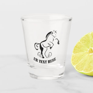 Stenciled Black Horse Rearing met stofzwammen Shot Glas