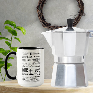 Stenciled  Pledge of Allegiance Coffee Mok