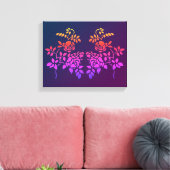 Stenciled Roos Flowers Abstracte kleuren Canvas Afdruk (Insitu (Woonkamer))
