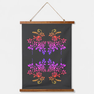Stenciled Roos Flowers Abstracte kleuren Hangend Wandkleed