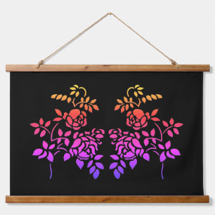 Stenciled Roos Flowers Abstracte kleuren Hangend Wandkleed
