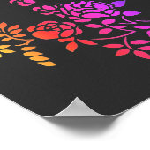 Stenciled Roos Flowers Abstracte kleuren Poster (Hoek)